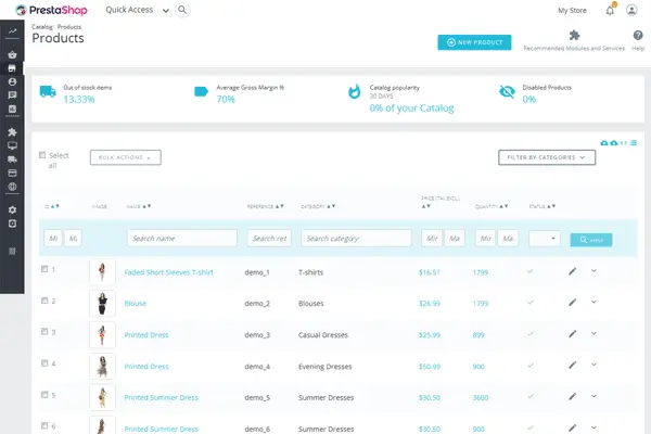 Tampilan PrestaShop Hosting